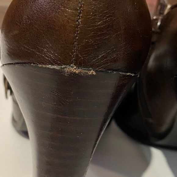 Marc Fisher Brown Leather 3 3/4 Inch Heel Side Zip Booties Women's Size 7M - Picture 8 of 11